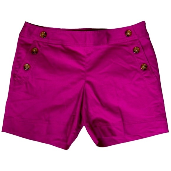 ANN TAYLOR Signature Side‎ Zip Sailor Shorts Pink Magenta Picnic Barbiecore 2 - Picture 1 of 7